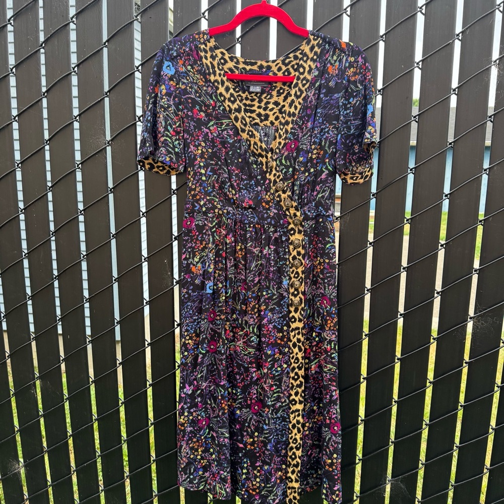 Maeve Anthropologie Floral and leopard dress size 4